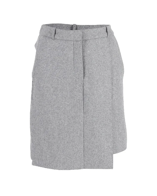 Acne Studios Knee Length Skirt in Grey Wool