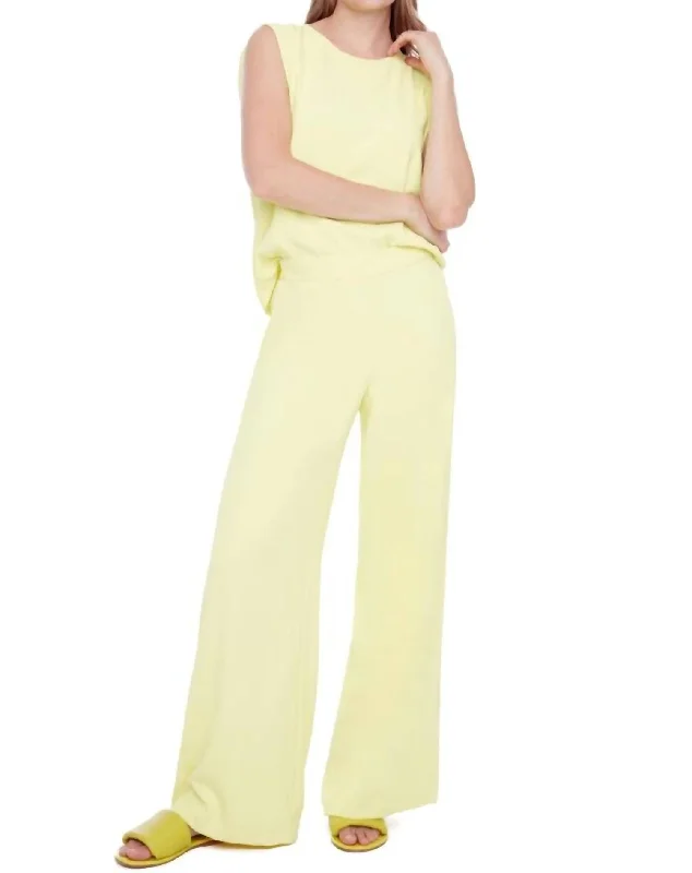 Fiona Vegan Silk Wide Leg Pant In Lime